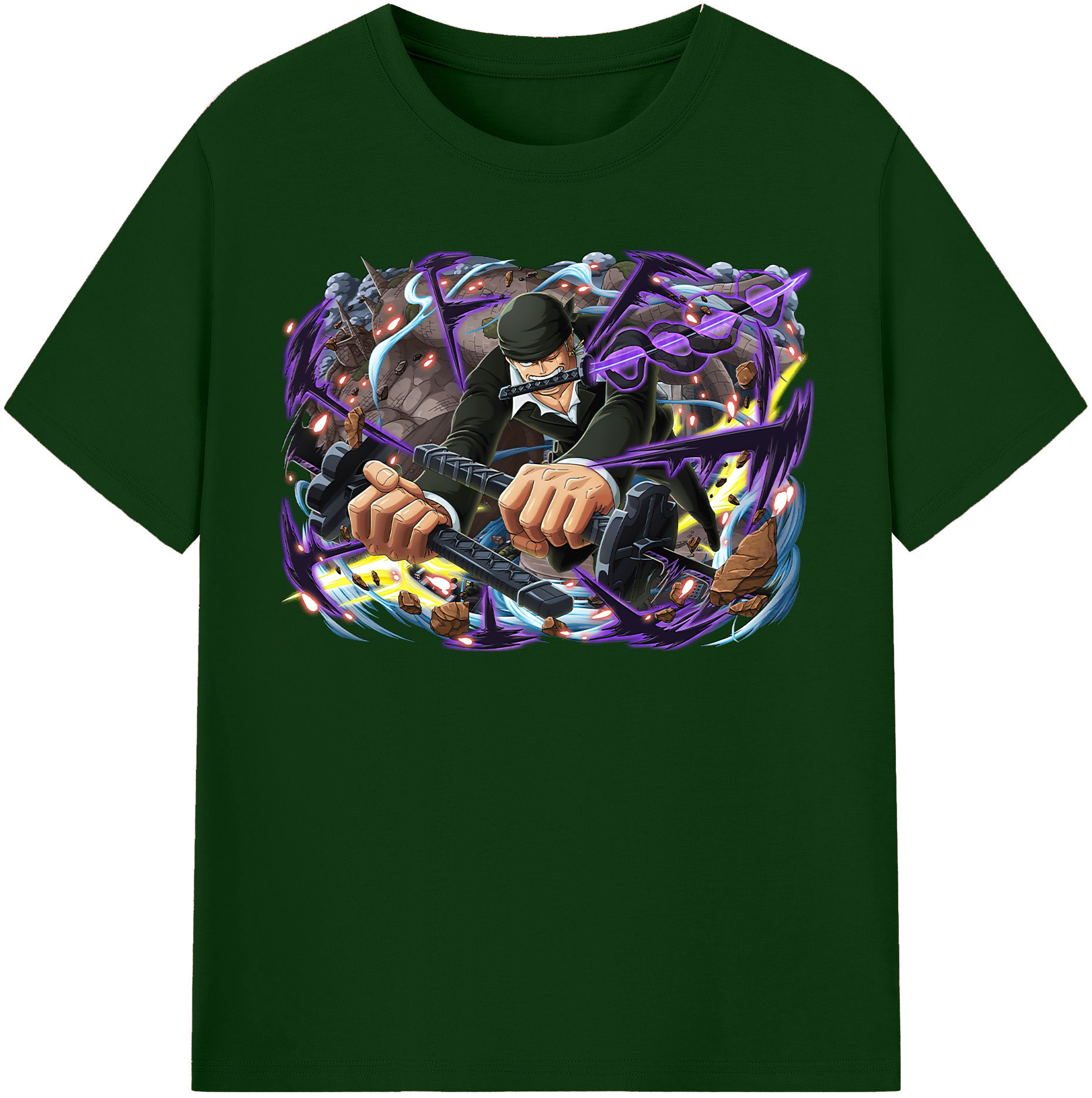ワンピース ロロノア・ゾロ ONE PIECE Roronoa Zoro 綿100％半袖Tシャツ（フロントプリント）